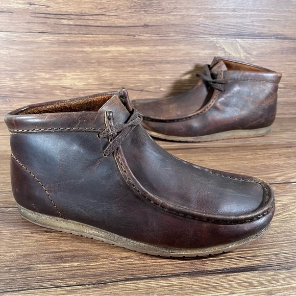 CLARKS Wallabee Brown Leather Chukka Boots Men’s Size 7.5 Shoes - Picture 1 of 10